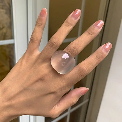 Fashion Resin Plain Ring Candy Color Acrylic Ring Simple Geometric Ring Trendy Ring Exquisite Multicolor Ring Fashion Jewelry Transparent