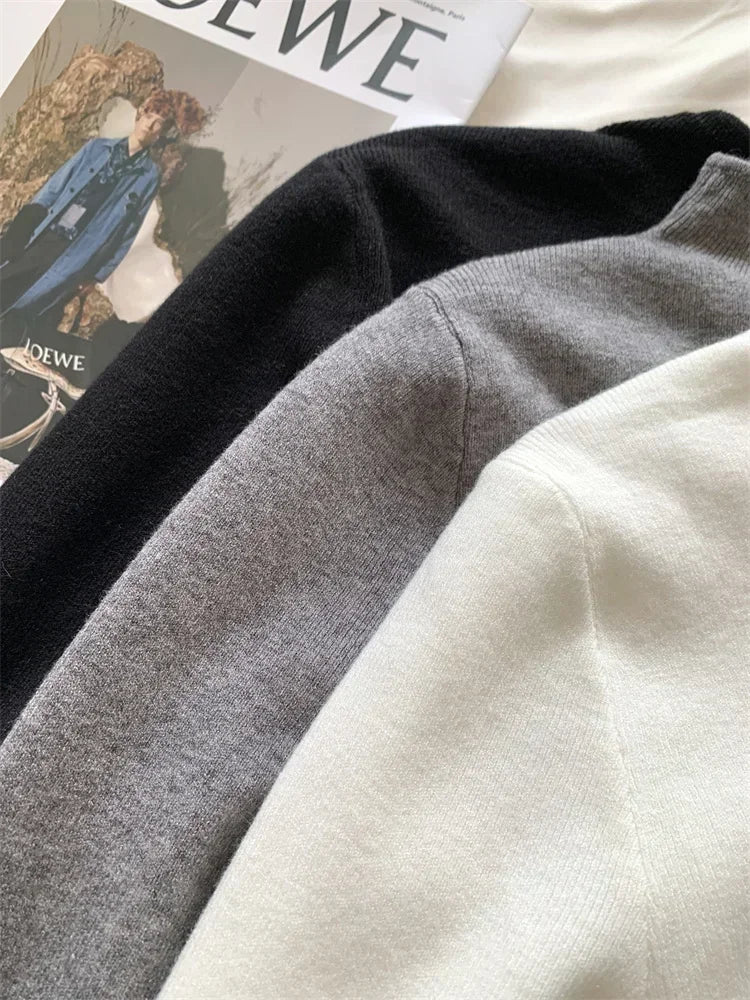 2025 Women Turtleneck Knitted Pullovers Solid Sweater Harajuku Korean Soft Warm Knitwear Autumn Winter Fashion Slim Jumpers Tops Badiee Stylez