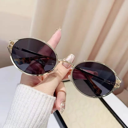 Retro Oval Metal Small Frame Sunglasses Men And Women Hollow Design Brand Sunglasses High-End Luxury Versatile Sunglasses UV400 Gold Black CHINA other