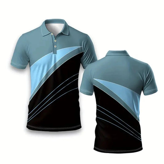 Men's Polo Shirt - Striped Short Sleeve Summer Sportswear - Oversized Fashion Top by [Brand Name]