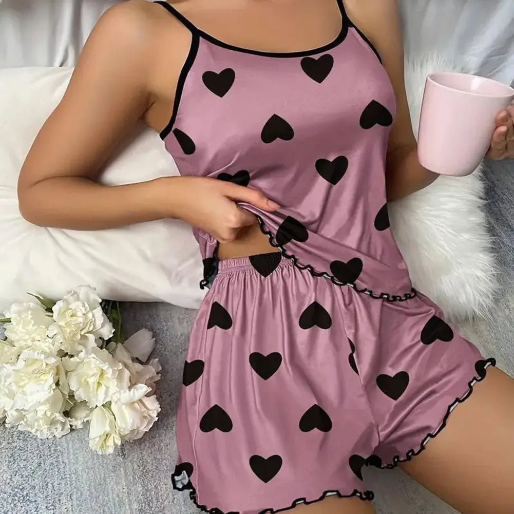 Silk Homewear With Cozy Loungwear Suits For Lounge Women sets Women's Pajamas Pajama Sets Casual Summer Camisole Undershirt Suit