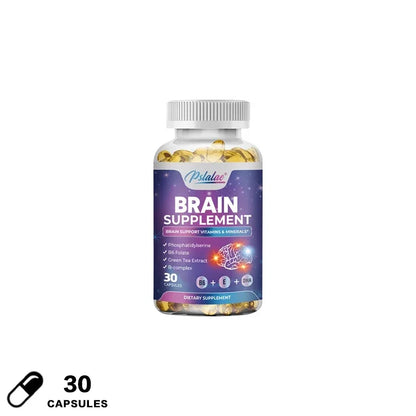 Brain Supplement - Contains B Vitamins To Support Brain Health, Improve Cognitive Function, and Enhance Memory and Concentration 30 Capsules