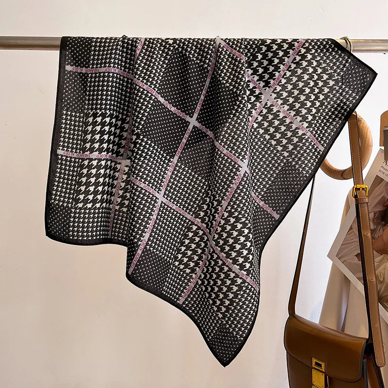 Fashion 70cm Cotton Square Scarf Women Floral Print Design Bandanas Lady Scarves Headband Accessories Handkerchief Hair QME173-03 65x65cm