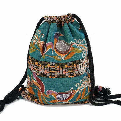 2025 Women Fabric Backpack Female Gypsy Bohemian Boho Chic Aztec Ibiza Tribal Ethnic Cottage Soft Brown Drawstring Rucksack Bags NO 14