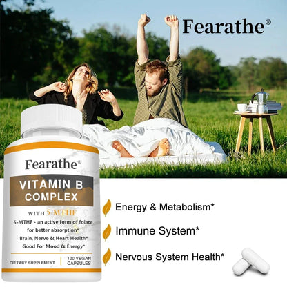 Vitamin B Complex Capsules, Containing Vitamins B1, B2, B3, B5, B6, B7, B9, B12, Help Enhance Energy and Immunity, Non-GMO