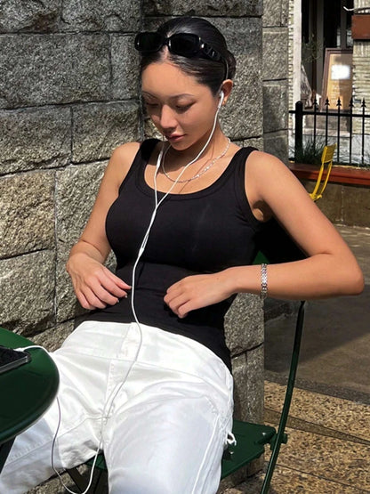 Summer Tight Tank Top Breathable And Comfy Sleeveless Ves For Women's Summer Outfits Camisole Tank Top Beauty Back Underwear
