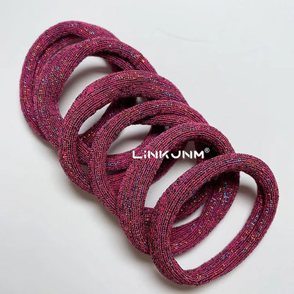 6PCS Women Glitter Hair Scrunchies Girls Elastic Hair Rubber Bands Hair Holder/Gum Hair Accessories Ponytail Hair Holders Badiee Stylez