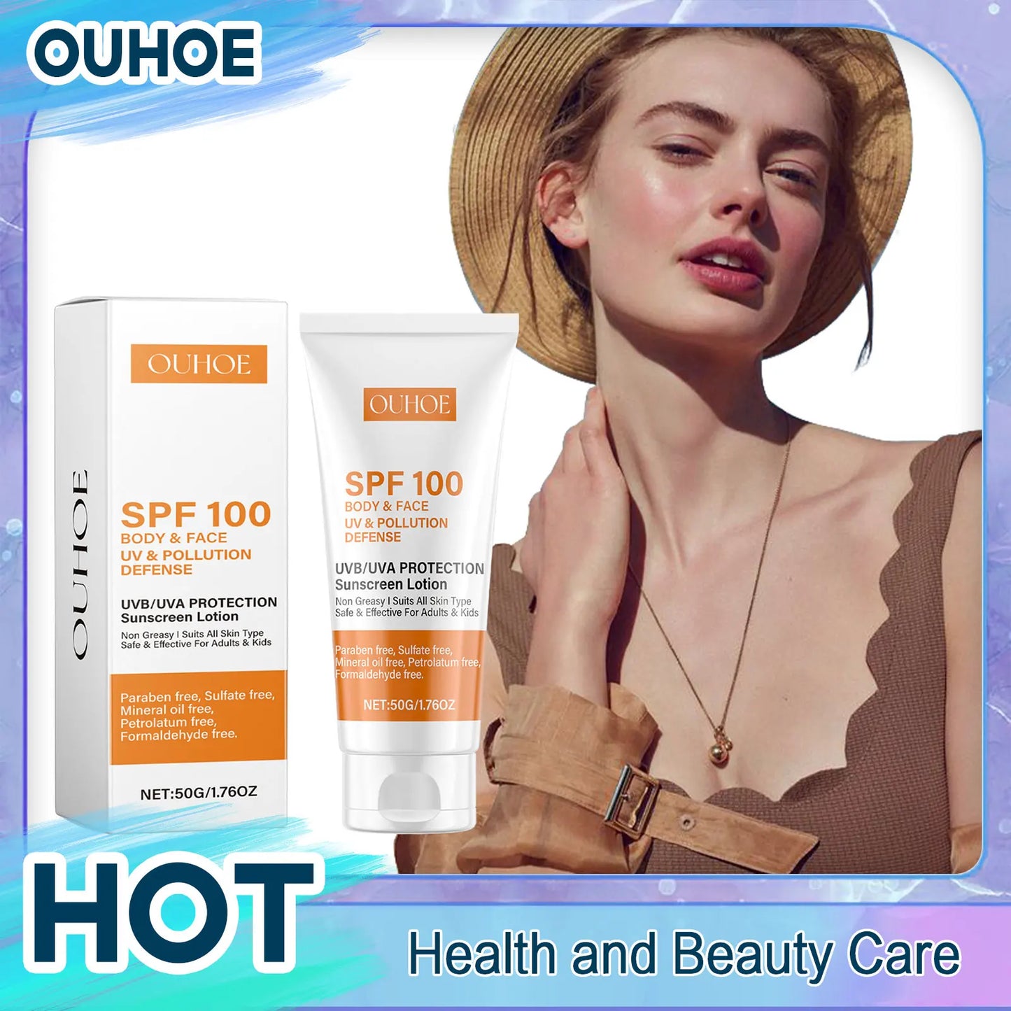 Facial Body Sunscreen Spf100 Anti Sun UV Protector Solar Skin Protective Sunblock Oil-Control Moisturizing Whitening Sun Cream