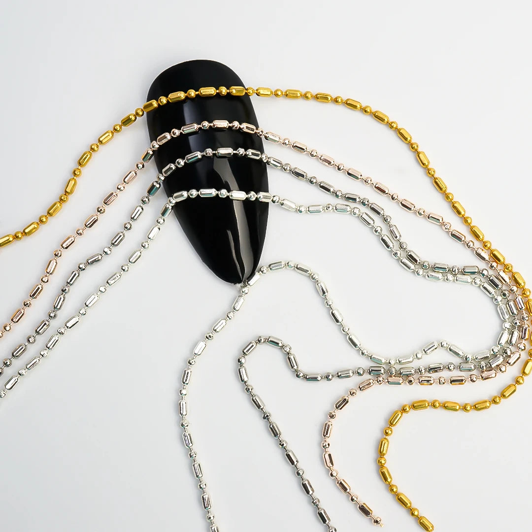 Nail Chain Rhinestone Beads Charms Gold Silver 3D Rhinestone Art Decoration Jewelry Parts Metal Steel Press on Nails Accessories