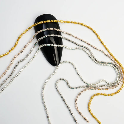 Nail Chain Rhinestone Beads Charms Gold Silver 3D Rhinestone Art Decoration Jewelry Parts Metal Steel Press on Nails Accessories