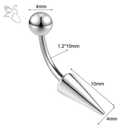 ZS 1 PC 16G Stainelss Steel Eyebrow Ring For Men Women Long Spike Curved Nose Bridge Piercing 3 Colors Cone Lip Labret Piercings Style 3 10X4X10MM