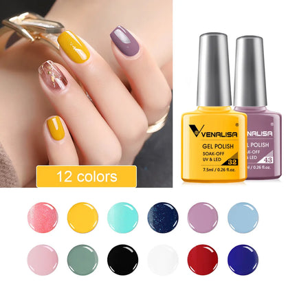 VENALISA Nail Gel Polish 7.5ml Super Glossy Glitter Gellack Great Coverage Soak Off UV LED Semi Permanent Beauty Nail Manicure