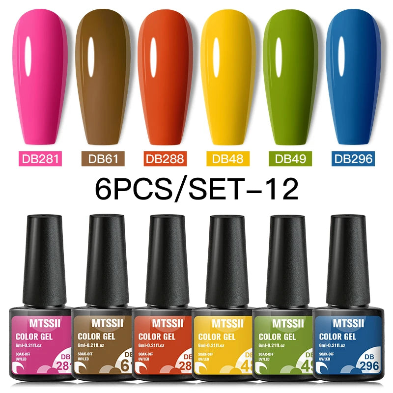 10PCS/Set Gel Nail Polish Set 125 Colors Glitter Semi Permanent Hybrid Gel Varnishes Base Top Coat Soak Off UV LED Nail Art Gel
