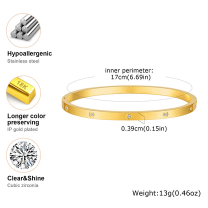 Vnox Love Tennis Chain Bracelets Round Zircon Stone Bangles Set, PVD Stainless Steel Women Jewelry Set Gift for Mom Mothers Day Badiee Stylez