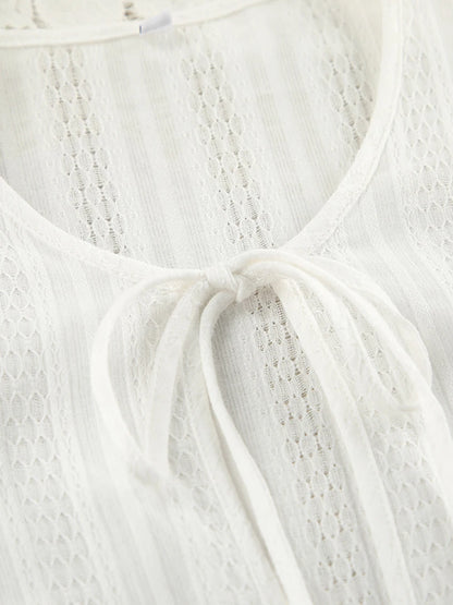 Marthaqiqi Winter Women Pajamas Suit Lace Up Sleepwear Long Sleeve Nightgowns O-Neck Nightwear Pants Casual Ladies Home Clothes