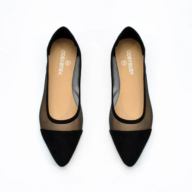 Women's Casual Sandals Pointed Spliced Flat Shoes for Women's Daily Shallow Mouth Fashion Mesh Shoes Single Shoe Women Shoes