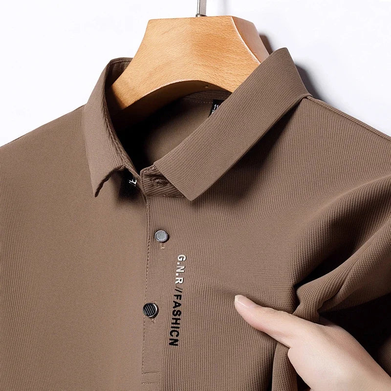 Men's Polo Shirt - Breathable & Comfortable Solid Color Top for Casual Business Style