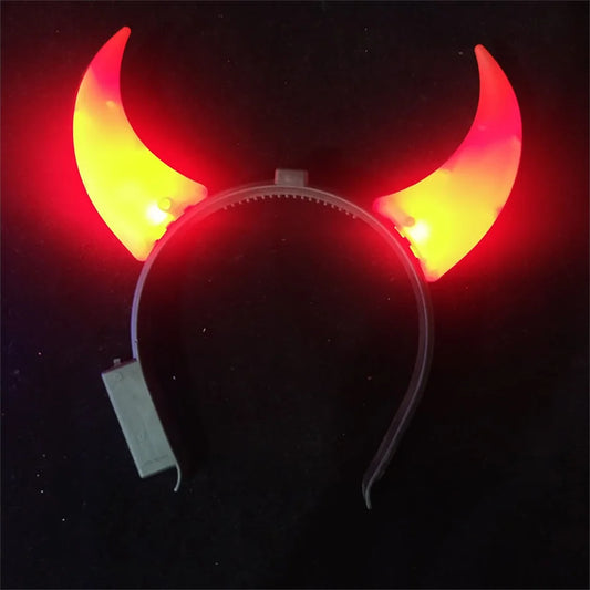 1 Pcs Unique Party Accessories Festive LED Headbands Halloween Party Headwear Glowing Devil Headwear LED Devil Horns Headband Red 20.5 X20cm China