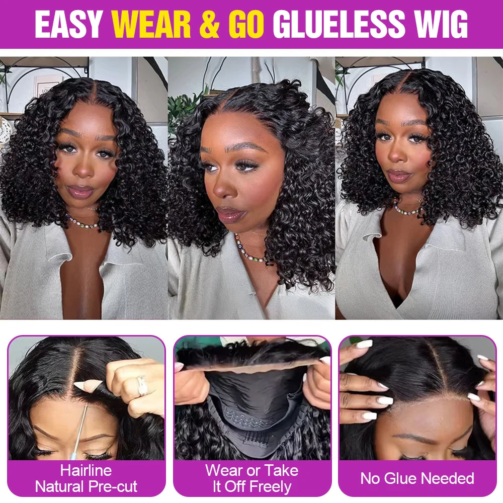 Short Bob Deep Wave Lace Frontal Wig PrePlucked 13x4 13x6 Lace Front Wig Peruvian Curly Human Hair Bob Wigs For Women and Girls Badiee Stylez