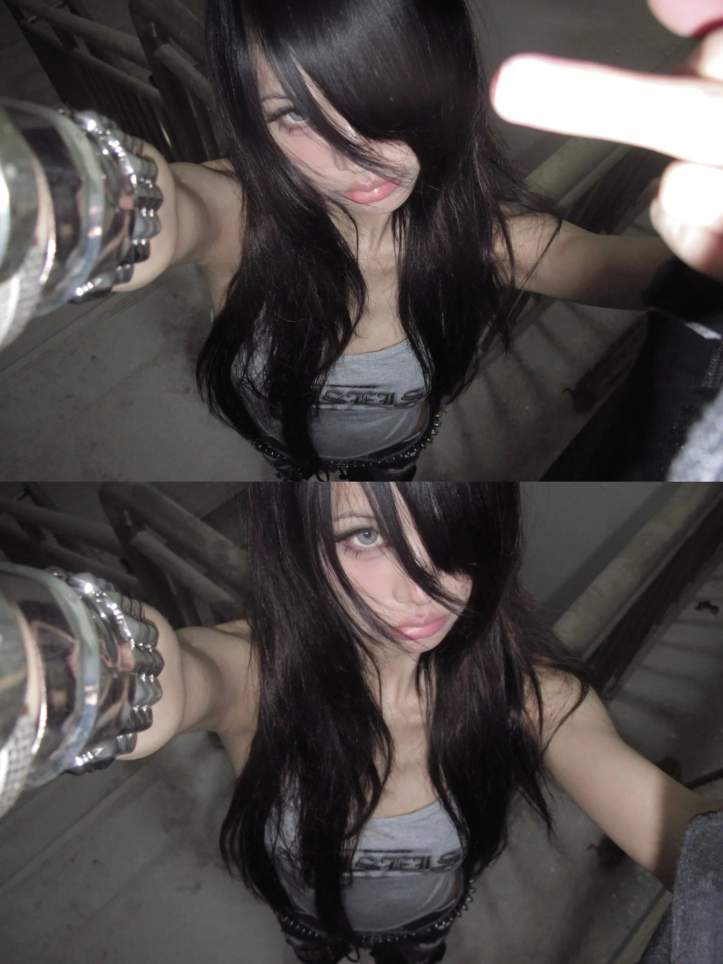 Karrcat Trashy 2000s Letter Print Tank Top Japanese Y2k Gray Camis Tops Grunge Aesthetics Sleeveless Crop Tops American Retro