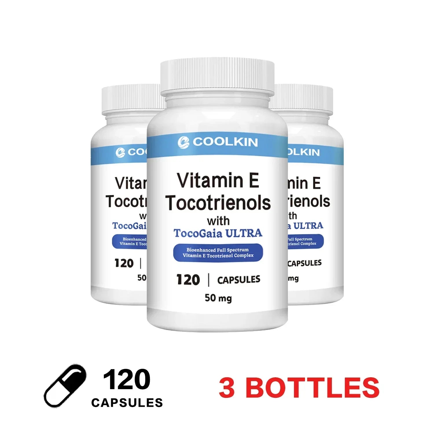 Vitamin E Tocotrienols - Supports Healthy Immune and Cardiovascular Systems, Promotes Skin Health, Antioxidant 120 Capsule-3bottles