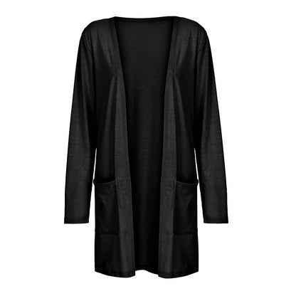 New Style Solid Color Simple Casual Long Sleeve Cardigan Pocket Jacket From Europe America Men Women Fashion Outerwear