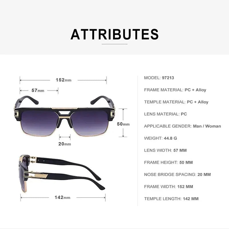 European And American Fashion Sunglasses Transparent Frame Glasses Cross Border Men And Women Retro Square Frame Sunshade Mirror