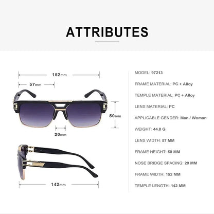 European And American Fashion Sunglasses Transparent Frame Glasses Cross Border Men And Women Retro Square Frame Sunshade Mirror