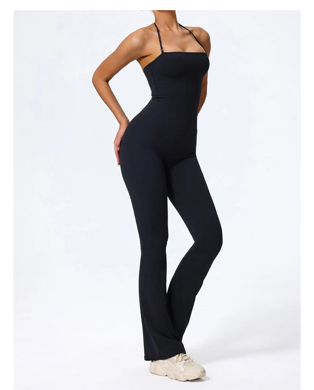 Fashionable Peach-Shaped Hip-Lifting And Neck-Hanging Yoga Jumpsuit For Women Casual And Slightly Flared Fitness Yoga Wear Badiee Stylez