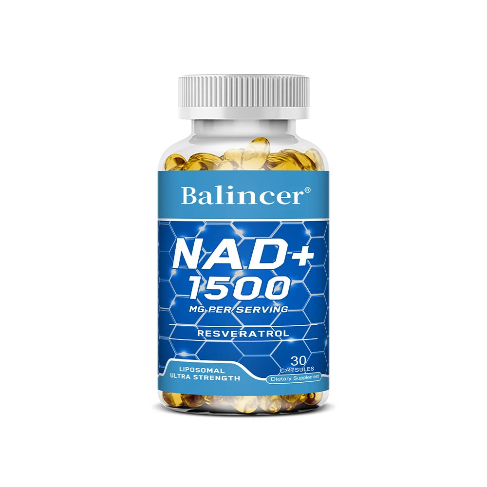 NAD+Supplements,with Resveratrol,Natural Energy Supplement,Support Cell Health,Anti-aging,Enhance Immunity-120 Capsules 30 count-1 bottle