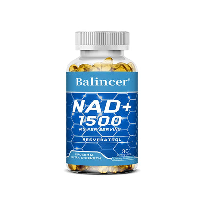 NAD+Supplements,with Resveratrol,Natural Energy Supplement,Support Cell Health,Anti-aging,Enhance Immunity-120 Capsules 30 count-1 bottle