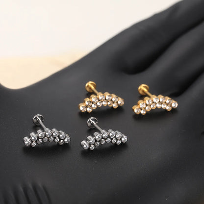 PVD Titanium PIERC Labret Stud Double CZ Paved Ear Cartilage Tragus Helix Earrings Lip Ring Daith Piercing Gift for Women