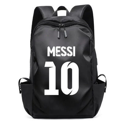 Football Super Stars MESSI Backpack Boy Girl Unisex College Student Backpack Women Men Laptop Teens Student USB Port Rucksack Black B060