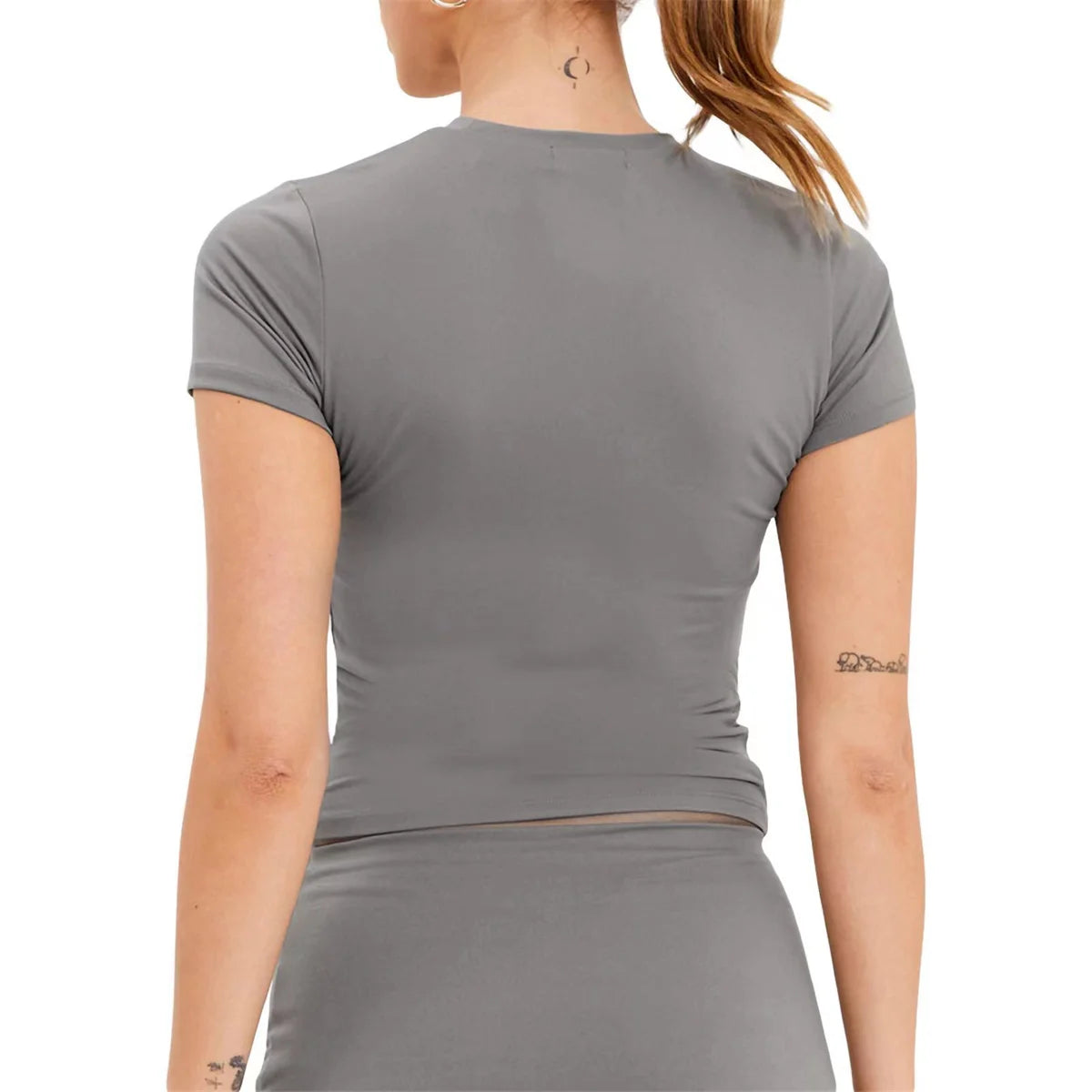 2025 Spring New Short Sleeve T-Shirt Women Solid Simple Casual Soft All-Match Hot Basic Crop Tops Tees Summer Fashion Slim Fit T