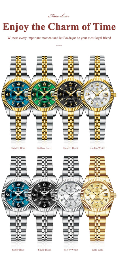 POEDAGAR Original Elegant Women's Watches Waterproof Luminous Date Women Watch Stainless Steel Quartz Fashion Ladies Wristwatch
