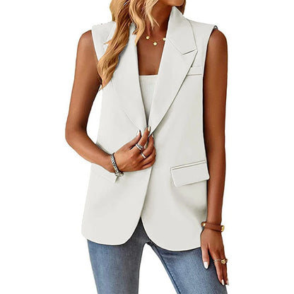 Plus Size European and American Spring/Summer Style Commuting Casual Sleeveless cardigan vest Vest Vest Women's suit