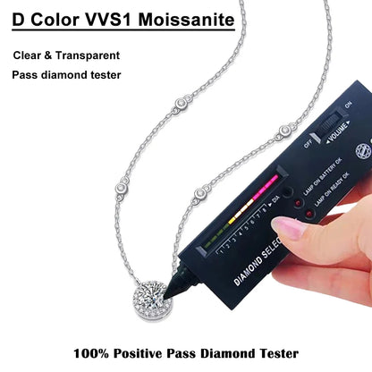 FEOBUR 1-3CT Moissanite Necklace for Women Certified 925 Sterling Silver Sparkling Lab Diamond Pendant Chain Party Jewelry GRA - Badiee Stylez