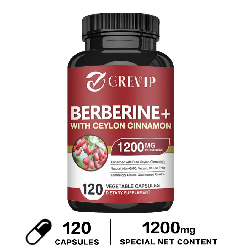 Berberine with Ceylon Cinnamon Capsules - Cardiovascular and Digestive Health, Supports Immune System, Antioxidant 120 Capsules