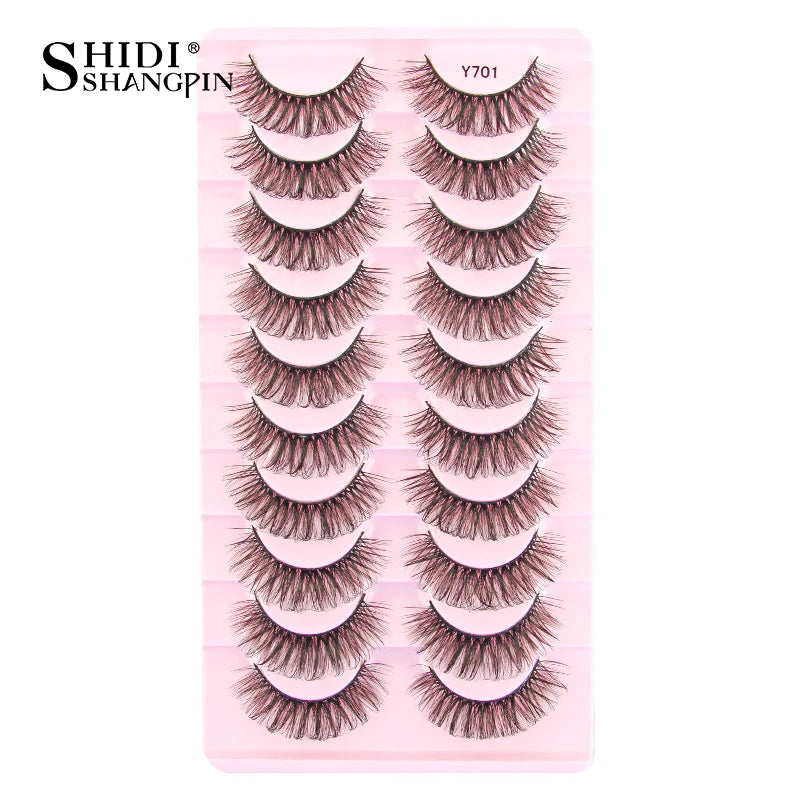 SHIDISHANGPIN 5/10Pairs False Lashes Cat Eye Eyelashes Eyelash Extension 3D Mink Half Lashes Natural Makeup faux Cils maquiagem 10 Pairs Y701