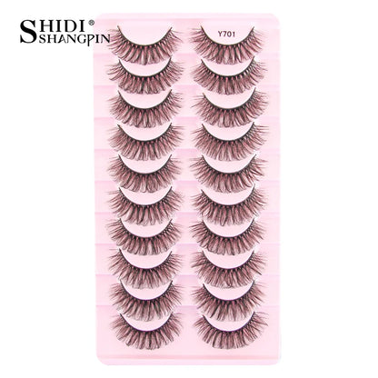 SHIDISHANGPIN 5/10Pairs False Lashes Cat Eye Eyelashes Eyelash Extension 3D Mink Half Lashes Natural Makeup faux Cils maquiagem 10 Pairs Y701