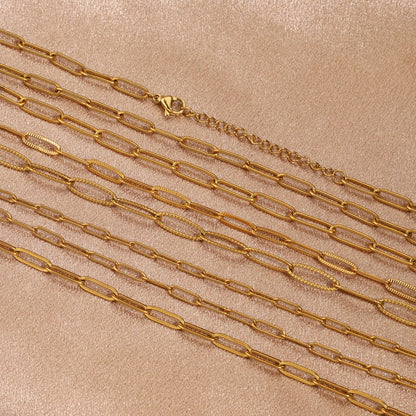 5pcs 45+5cm plated Gold Stainless Steel Link Chains Oval Bulk Necklaces Jewelry Adjustable Chains Wholesale Chokers DIY Crafts Badiee Stylez