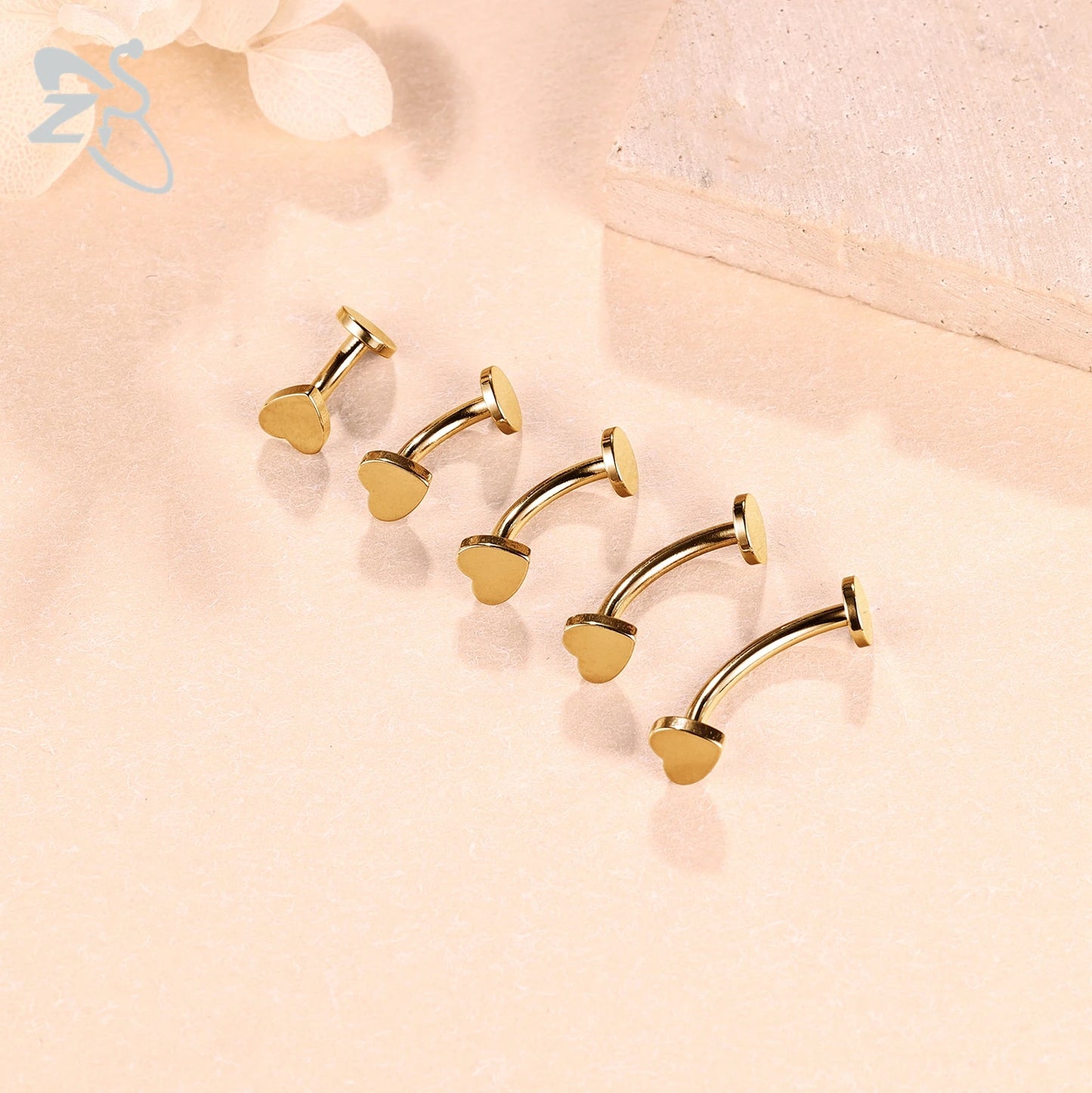 ZS 1 Piece Internal Thread Stainless Steel Belly Button Ring Floating Navel Piercings 14G Curved Umbilical Ring Jewelry 6MM-14MM Badiee Stylez