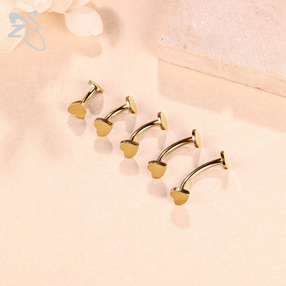 ZS 1 Piece Internal Thread Stainless Steel Belly Button Ring Floating Navel Piercings 14G Curved Umbilical Ring Jewelry 6MM-14MM Badiee Stylez