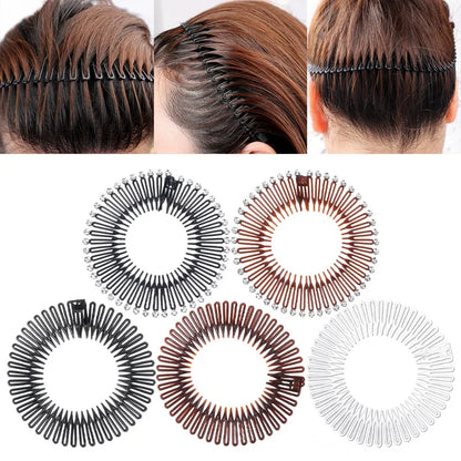 Rhinestone Plastic Full Circle Stretch Diamond Flexible Comb Women Girl Flexible Plastic Circle Teeth Hair Accessories Wholesale