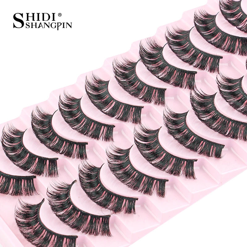 SHIDISHANGPIN 5/10Pairs False Lashes Cat Eye Eyelashes Eyelash Extension 3D Mink Half Lashes Natural Makeup faux Cils maquiagem