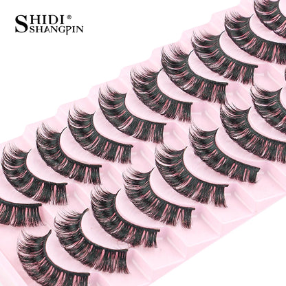 SHIDISHANGPIN 5/10Pairs False Lashes Cat Eye Eyelashes Eyelash Extension 3D Mink Half Lashes Natural Makeup faux Cils maquiagem
