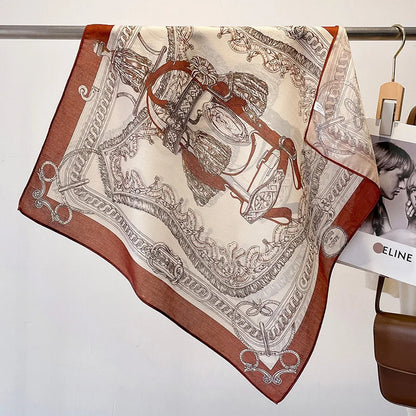 Fashion 70cm Cotton Square Scarf Women Floral Print Design Bandanas Lady Scarves Headband Accessories Handkerchief Hair QME200-04 65x65cm