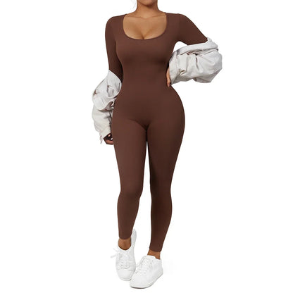 Long Sleeve Jumpsuit Women Bodycon One-piece Outfit Jumpsuit Square Neck Casual Streetwear Rompers Overalls playsuits Bodysuit Badiee Stylez