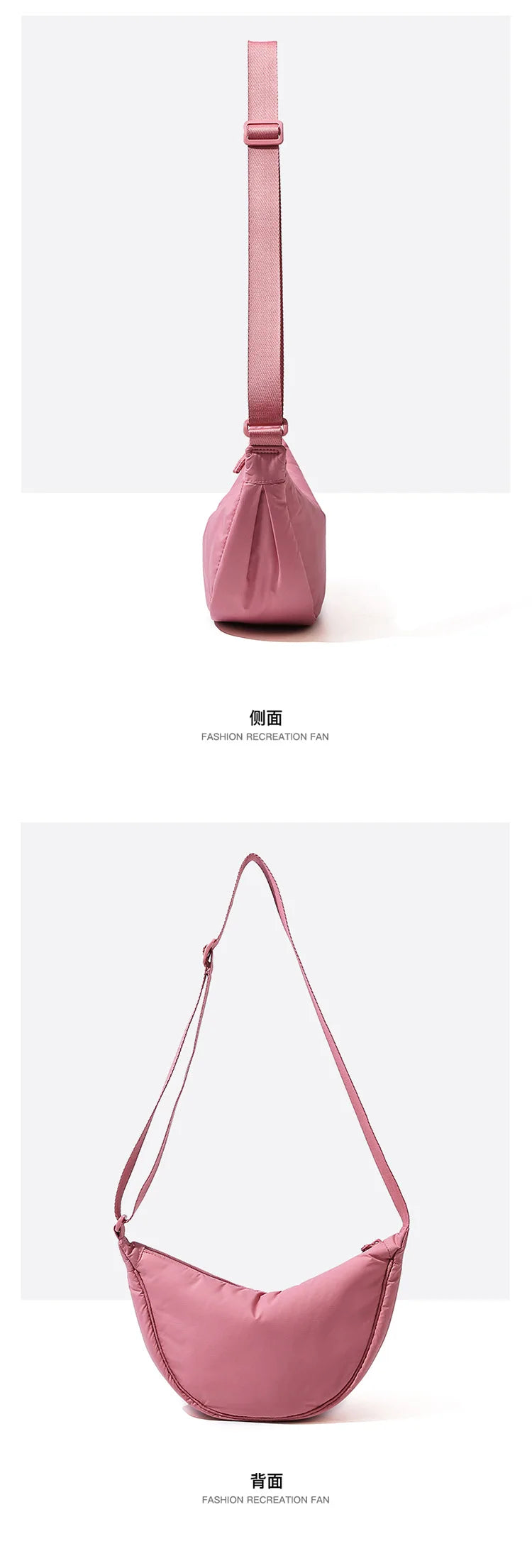 Solid Color Women's Portable Shoulder Bag Simple Female Nylon Cloth Padded Crossbody Bags Travel Purse Handbags Messenger Bag