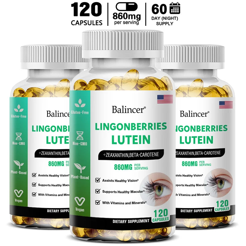 Balincer Lutein Capsules with Zeaxanthin, Vitamin, Dietary Supplement for Eye Health Support, 120/60/30 Easy-to-Swallow Softgels